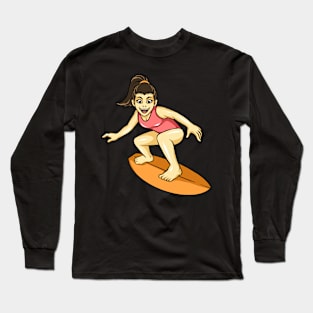 Surfing Girl Summer Long Sleeve T-Shirt